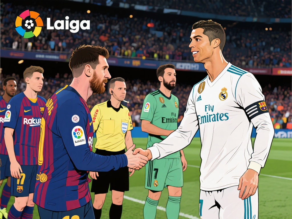 西甲官方发布梅罗携手漫画图，为激烈德比呼吁公平竞争